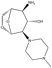 (1S,2S,3S,4R,5R)-2-amino-4-(4-methylpiperazin-1-yl)-6,8-dioxabicyclo[3.2.1]octan-3-ol Structure