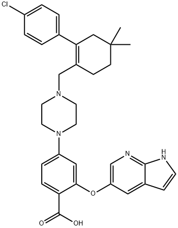 2-((1H-Pyrrolo[2,3-b]pyridin-5-yl)oxy)-4-(4-((4'-chloro-5,5-dimethyl-3,4,5,6-tetrahydro-[1,1'-biphenyl]-2-yl)methyl)piperazin-1-yl)benzoic acid Struktur
