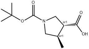 1,3-pyrrolidinedicarboxylic acid, 4-methyl-, 1-(1,1-dimethylethyl) ester, (3r,4r)-rel- Struktur