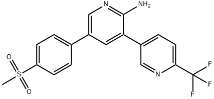 5-(4-メタンスルホニルフェニル)-6'-(トリフルオロメチル)-[3,3'-ビピリジン]-2-アミン 化学構造式