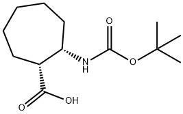 (1R,2S)-2-{[(tert-butoxy)carbonyl]amino}cycloheptane-1-carboxylic acid Struktur