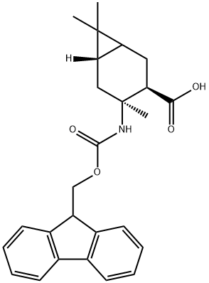 (3R,4S,6S)-4-({[(9H-fluoren-9-yl)methoxy]carbonyl}amino)-4,7,7-trimethylbicyclo[4.1.0]heptane-3-carboxylic acid 结构式