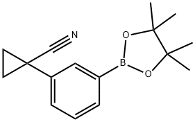 1-[3-(4,4,5,5-四甲基-[1,3,2]二噁硼烷-2-基)-苯基]-环丙烷甲腈, 1346264-25-2, 结构式