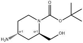 TERT-BUTYL (2S,4S)-REL-4-AMINO-2-(HYDROXYMETHYL)PIPERIDINE-1-CARBOXYLATE Struktur