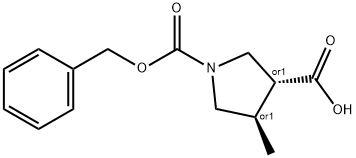 (反式)-1-(苄氧羰基)-4-甲基吡咯烷-3-羧酸,1402666-47-0,结构式