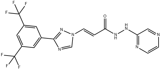 1421923-86-5 (E)-3-(3-(3,5-BIS(TRIFLUOROMETHYL)PHENYL)-1H-1,2,4-TRIAZOL-1-YL)-N'-(PYRAZIN-2-YL)ACRYLOHYDRAZIDE