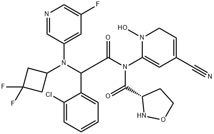 1-(4-氰基-2-吡啶基)-5-氧代-L-脯氨酰-2-(2-氯苯基)-N-(3,3-二氟环丁基)-N2-(5-氟-3-吡啶基)甘氨酰胺, 1448346-63-1, 结构式