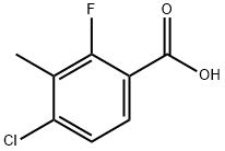 2-氟-3-甲基-4-氯苯甲酸, 153556-55-9, 结构式