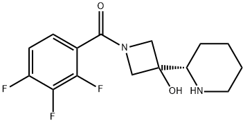 3-[(2S)-ピペリジン-2-イル]-1-(2,3,4-トリフルオロベンゾイル)アゼチジン-3-オール 化学構造式