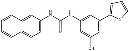 1-[3-ヒドロキシ-5-(2-チエニル)フェニル]-3-(2-ナフチル)尿素 化学構造式