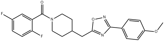 1-(2,5-difluorobenzoyl)-4-{[3-(4-methoxyphenyl)-1,2,4-oxadiazol-5-yl]methyl}piperidine 化学構造式