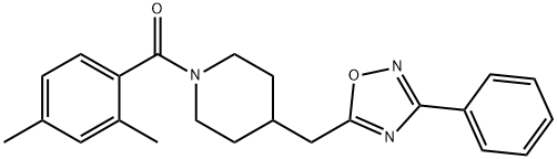 1-(2,4-dimethylbenzoyl)-4-[(3-phenyl-1,2,4-oxadiazol-5-yl)methyl]piperidine Struktur