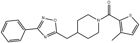 1-(3-methylthiophene-2-carbonyl)-4-[(3-phenyl-1,2,4-oxadiazol-5-yl)methyl]piperidine Struktur