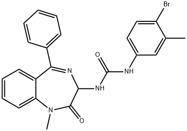 1-(4-bromo-3-methylphenyl)-3-[(3S)-1-methyl-2-oxo-5-phenyl-2,3-dihydro-1H-1,4-benzodiazepin-3-yl]urea Structure