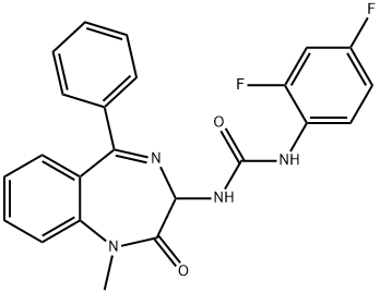 1-(2,4-difluorophenyl)-3-[(3S)-1-methyl-2-oxo-5-phenyl-2,3-dihydro-1H-1,4-benzodiazepin-3-yl]urea Struktur