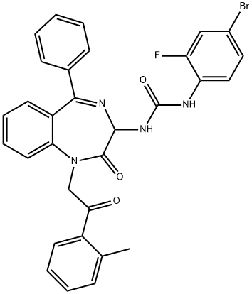 1-(4-bromo-2-fluorophenyl)-3-{1-[2-(2-methylphenyl)-2-oxoethyl]-2-oxo-5-phenyl-2,3-dihydro-1H-1,4-benzodiazepin-3-yl}urea Structure