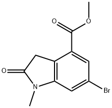 甲基 6-溴-1-甲基-2-氧亚基二氢吲哚-4-甲酸基酯, 1818847-70-9, 结构式