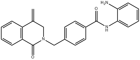 N-(2-アミノフェニル)-4-[3,4-ジヒドロ-4-メチレン-1-オキソイソキノリン-2(1H)-イル]ベンズアミド 化学構造式