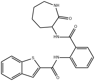N-{2-[(2-オキソアゼパン-3-イル)カルバモイル]フェニル}-1-ベンゾチオフェン-2-カルボキサミド 化学構造式