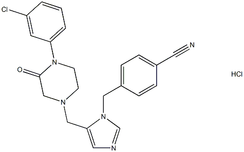 4-[[5-[[4-(3-氯苯基)-3-氧代-1-哌嗪基]甲基]-1H-咪唑-1-基]甲基]苯甲腈单盐酸盐,253863-00-2,结构式