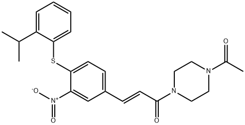 3-[3-ニトロ-4-(2-イソプロピルフェニルチオ)フェニル]-1-(4-アセチルピペラジノ)-2-プロペン-1-オン 化学構造式