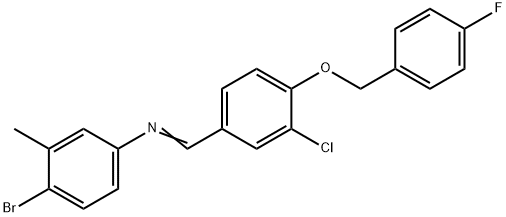 (1E)-N-(4-bromo-3-methylphenyl)-1-{3-chloro-4-[(4-fluorophenyl)methoxy]phenyl}methanimine Structure