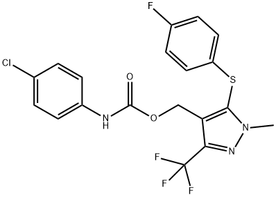 [5-[(4-fluorophenyl)sulfanyl]-1-methyl-3-(trifluoromethyl)-1H-pyrazol-4-yl]methyl N-(4-chlorophenyl)carbamate Structure