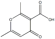 2,6-ジメチル-4-オキソ-4H-ピラン-3-カルボン酸 化学構造式