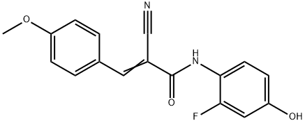 (2E)-2-cyano-N-(2-fluoro-4-hydroxyphenyl)-3-(4-methoxyphenyl)prop-2-enamide Struktur