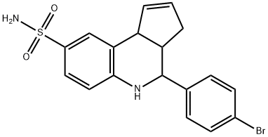 4-(4-ブロモフェニル)-3H,3aH,4H,5H,9bH-シクロペンタ[c]キノリン-8-スルホンアミド 化学構造式
