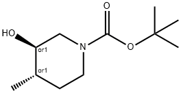 TRANS-3-ヒドロキシ-4-メチルピペリジン-1-カルボン酸TERT-ブチルエステル 化学構造式