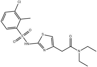 2-(2-(3-クロロ-2-メチルフェニルスルホンアミド)チアゾール-4-イル)-N,N-ジエチルアセトアミド 化学構造式