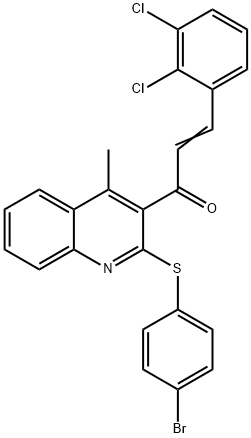 (2E)-1-{2-[(4-bromophenyl)sulfanyl]-4-methylquinolin-3-yl}-3-(2,3-dichlorophenyl)prop-2-en-1-one Struktur