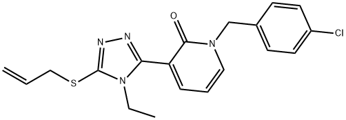 1-[(4-chlorophenyl)methyl]-3-[4-ethyl-5-(prop-2-en-1-ylsulfanyl)-4H-1,2,4-triazol-3-yl]-1,2-dihydropyridin-2-one Struktur