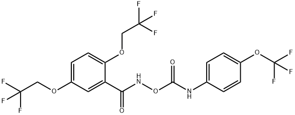 [2,5-bis(2,2,2-trifluoroethoxy)phenyl]formamido N-[4-(trifluoromethoxy)phenyl]carbamate Structure