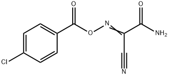 (E)-[carbamoyl(cyano)methylidene]amino 4-chlorobenzoate Struktur
