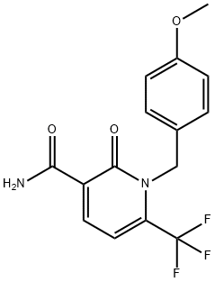 1-[(4-methoxyphenyl)methyl]-2-oxo-6-(trifluoromethyl)-1,2-dihydropyridine-3-carboxamide Struktur