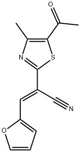 (2E)-2-(5-acetyl-4-methyl-1,3-thiazol-2-yl)-3-(furan-2-yl)prop-2-enenitrile Structure