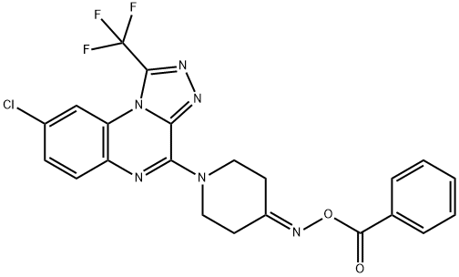 {1-[8-chloro-1-(trifluoromethyl)-[1,2,4]triazolo[4,3-a]quinoxalin-4-yl]piperidin-4-ylidene}amino benzoate Struktur