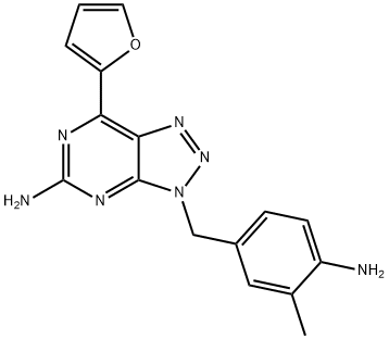 3-(4-氨基-3-甲基苄基)-7-(呋喃-2-基)-3H-[1,2,3]三唑并[4,5-D]嘧啶-5-胺,442908-10-3,结构式