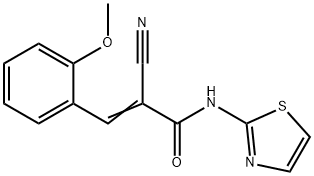 (2E)-2-cyano-3-(2-methoxyphenyl)-N-(1,3-thiazol-2-yl)prop-2-enamide Struktur