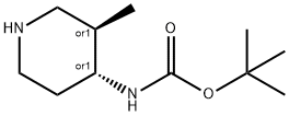 Carbamic acid, [(3R,4R)-3-methyl-4-piperidinyl]-, 1,1-dimethylethyl ester, rel- Struktur
