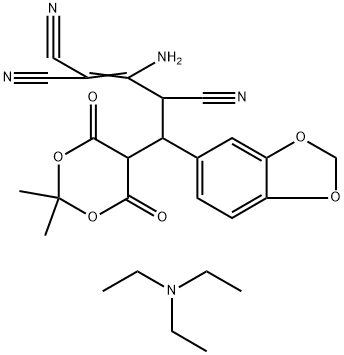 2-AMINO-4-(1,3-BENZODIOXOL-5-YL)-4-(2,2-DIMETHYL-4,6-DIOXO-1,3-DIOXAN-5-YL)-1-BUTENE-1,1,3-TRICARBONITRILE, TRIETHYLAMINE SALT Structure
