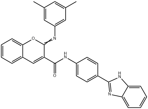(2Z)-N-[4-(1H-1,3-benzodiazol-2-yl)phenyl]-2-[(3,5-dimethylphenyl)imino]-2H-chromene-3-carboxamide Structure