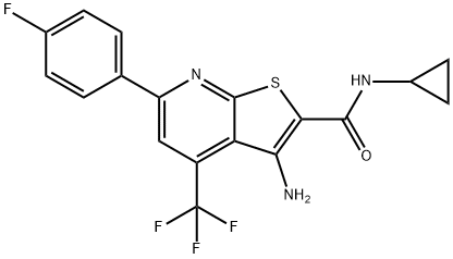 3-amino-N-cyclopropyl-6-(4-fluorophenyl)-4-(trifluoromethyl)thieno[2,3-b]pyridine-2-carboxamide Structure