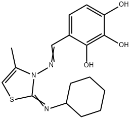 4-[[[2-(环己基亚氨基)-4-甲基-3(2H)-噻唑基]亚氨基]甲基]-1,2,3-苯三醇, 509102-00-5, 结构式