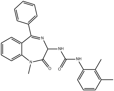1-(2,3-dimethylphenyl)-3-(1-methyl-2-oxo-5-phenyl-2,3-dihydro-1H-1,4-benzodiazepin-3-yl)urea Struktur