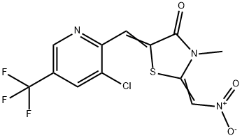 (2E,5Z)-5-{[3-chloro-5-(trifluoromethyl)pyridin-2-yl]methylidene}-3-methyl-2-(nitromethylidene)-1,3-thiazolidin-4-one Structure