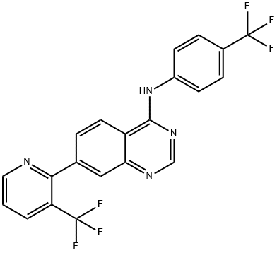 N-[4-(trifluoromethyl)phenyl]-7-[3-(trifluoromethyl)pyridin-2-yl]quinazolin-4-amine Structure