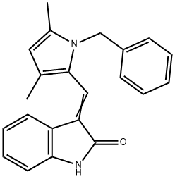 (3Z)-3-[(1-benzyl-3,5-dimethyl-1H-pyrrol-2-yl)methylidene]-2,3-dihydro-1H-indol-2-one Structure